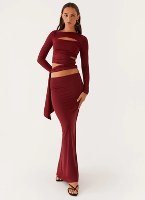 Gusseted Crotch Sport Ready Fit Alix Maxi Skirt - Mulberry