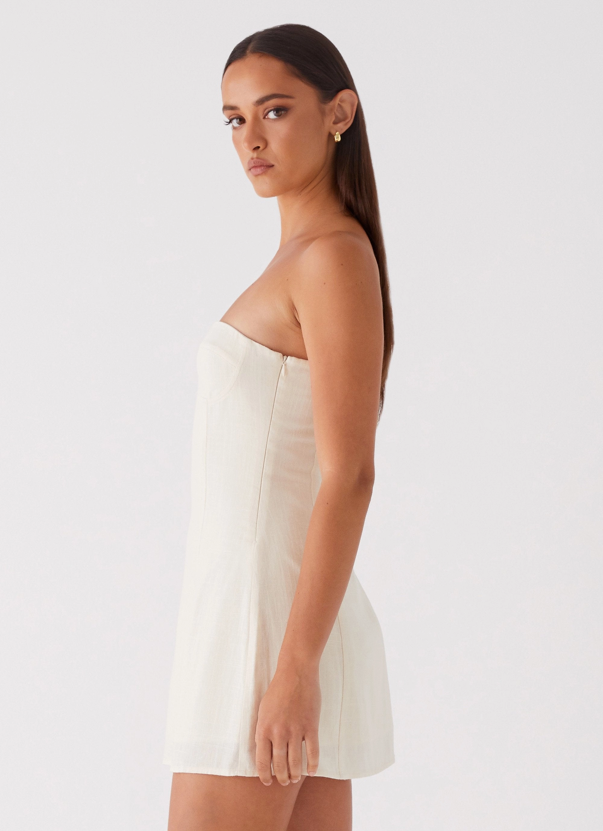 Daywear Mood Do It That Way Linen Mini Dress - Ivory