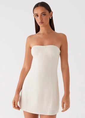 Modest Light Do It That Way Linen Mini Dress - Ivory