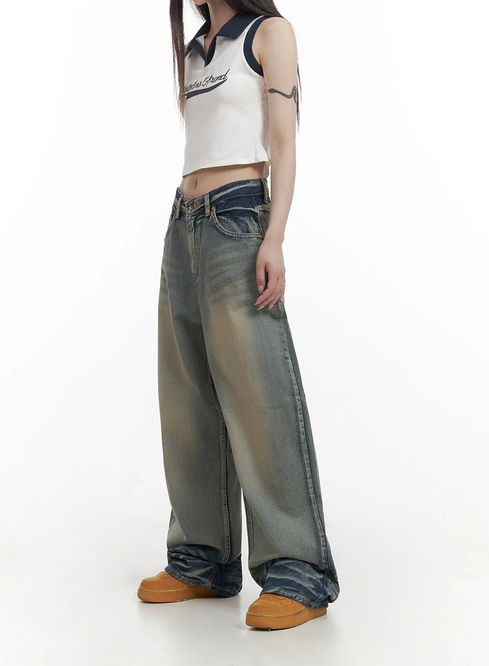 Washed Loose Fit Baggy Jeans CY407