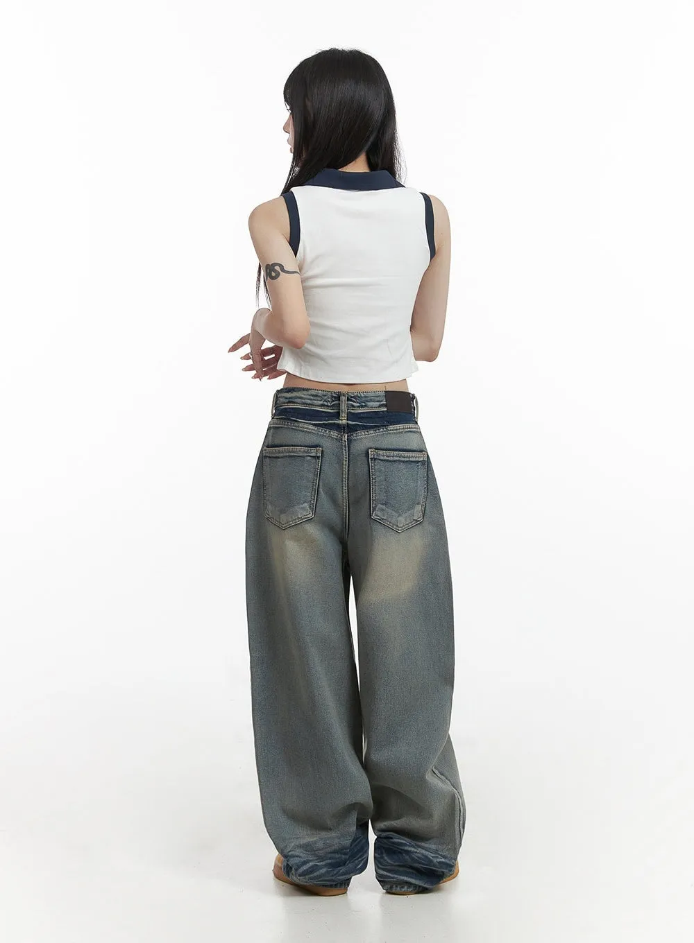 Washed Loose Fit Baggy Jeans CY407