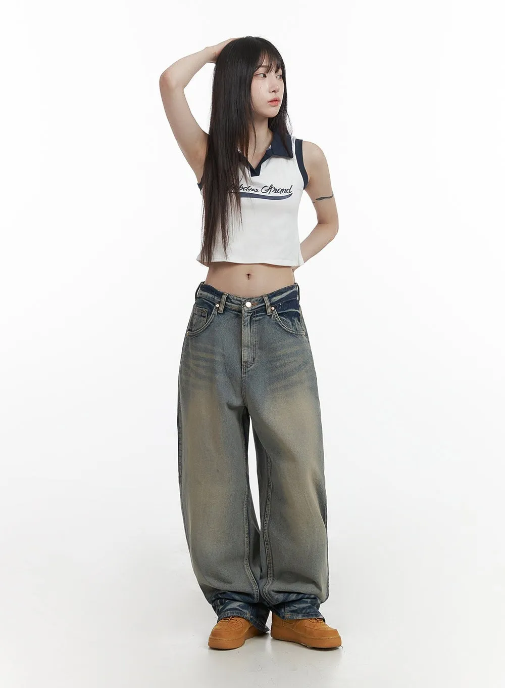 Washed Loose Fit Baggy Jeans CY407