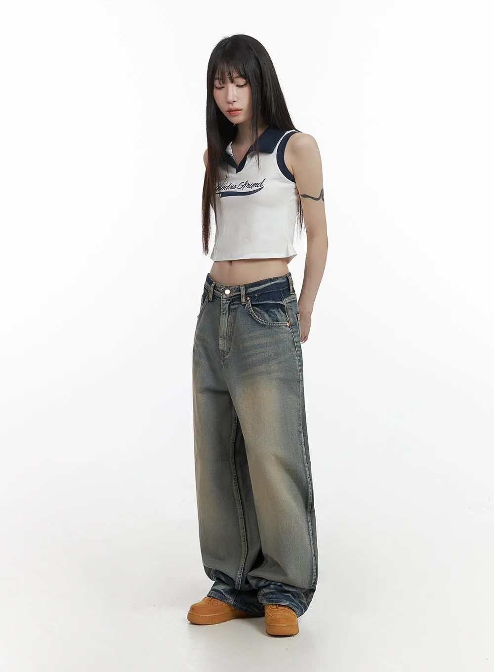 Washed Loose Fit Baggy Jeans CY407