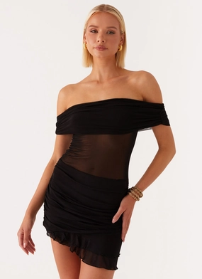 Office Classic Comfortable fit dress for all body types Nelly Off Shoulder Mini Dress - Black