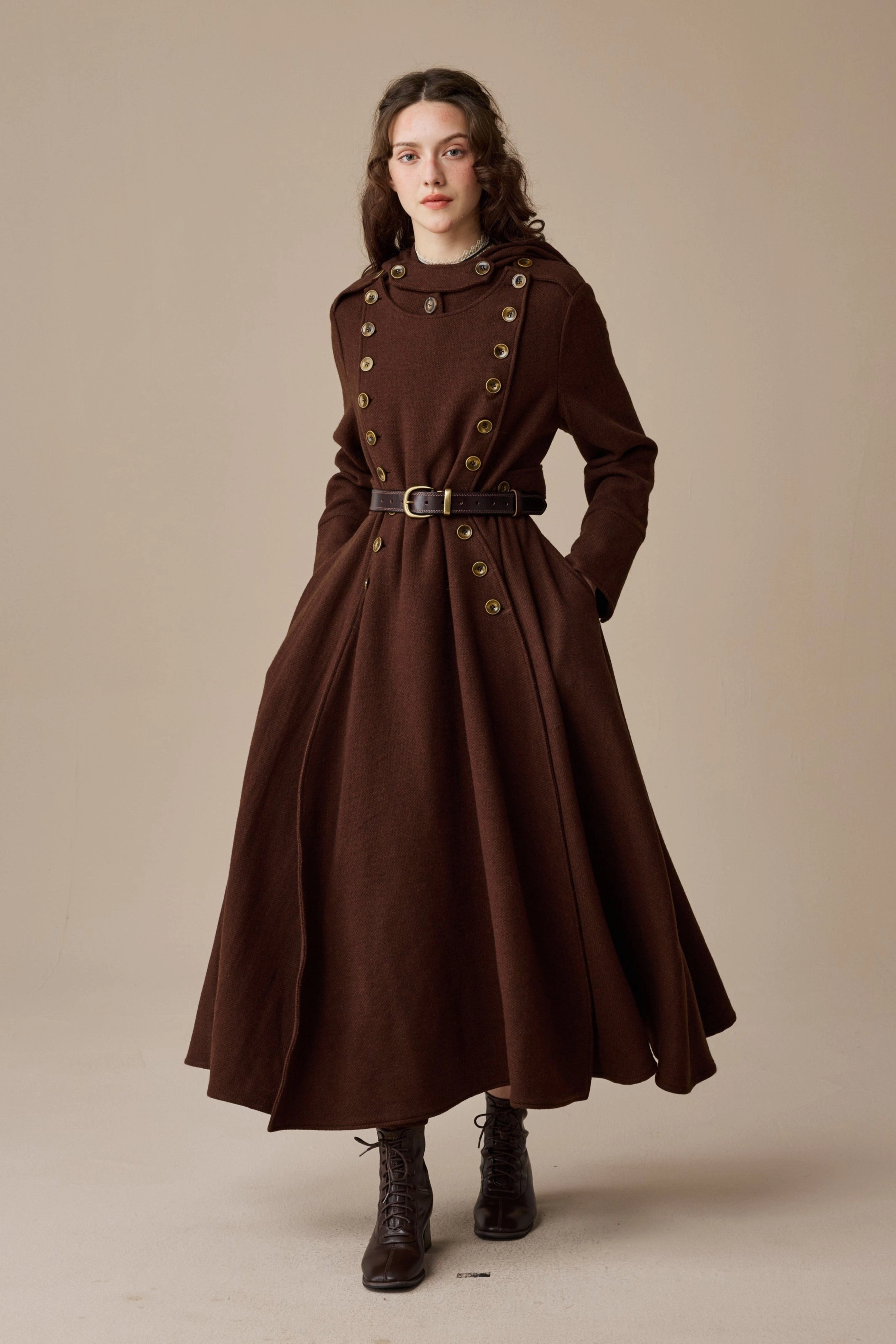 Monica 31 | 100% Wool  Double Breasted Coat Airflow Vents WrinkleResistant Cloth