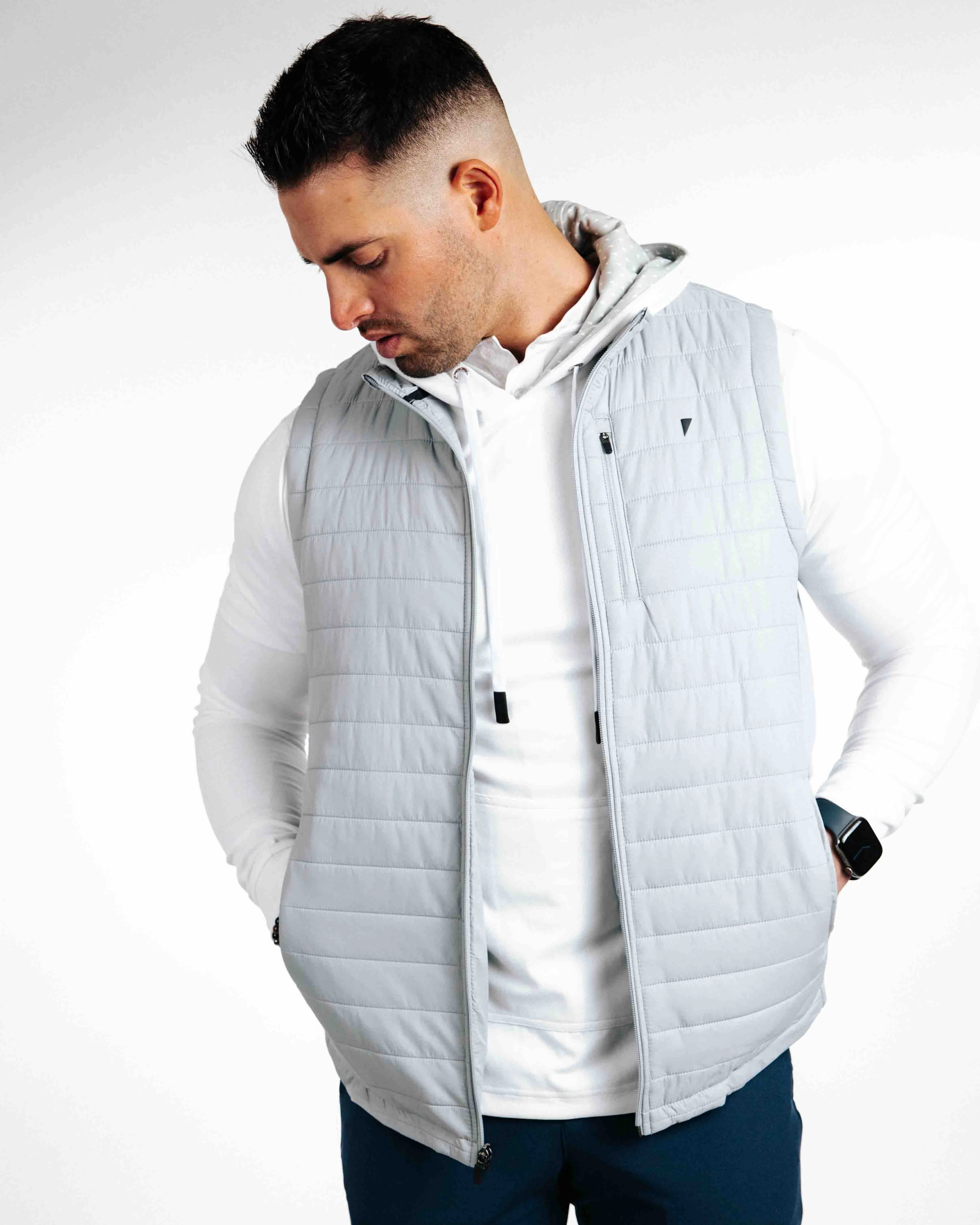 Loose Fit ThermalReflective Light Gray Puff Vest