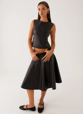 Waist String Puffer Design Paola Tank Top - Black