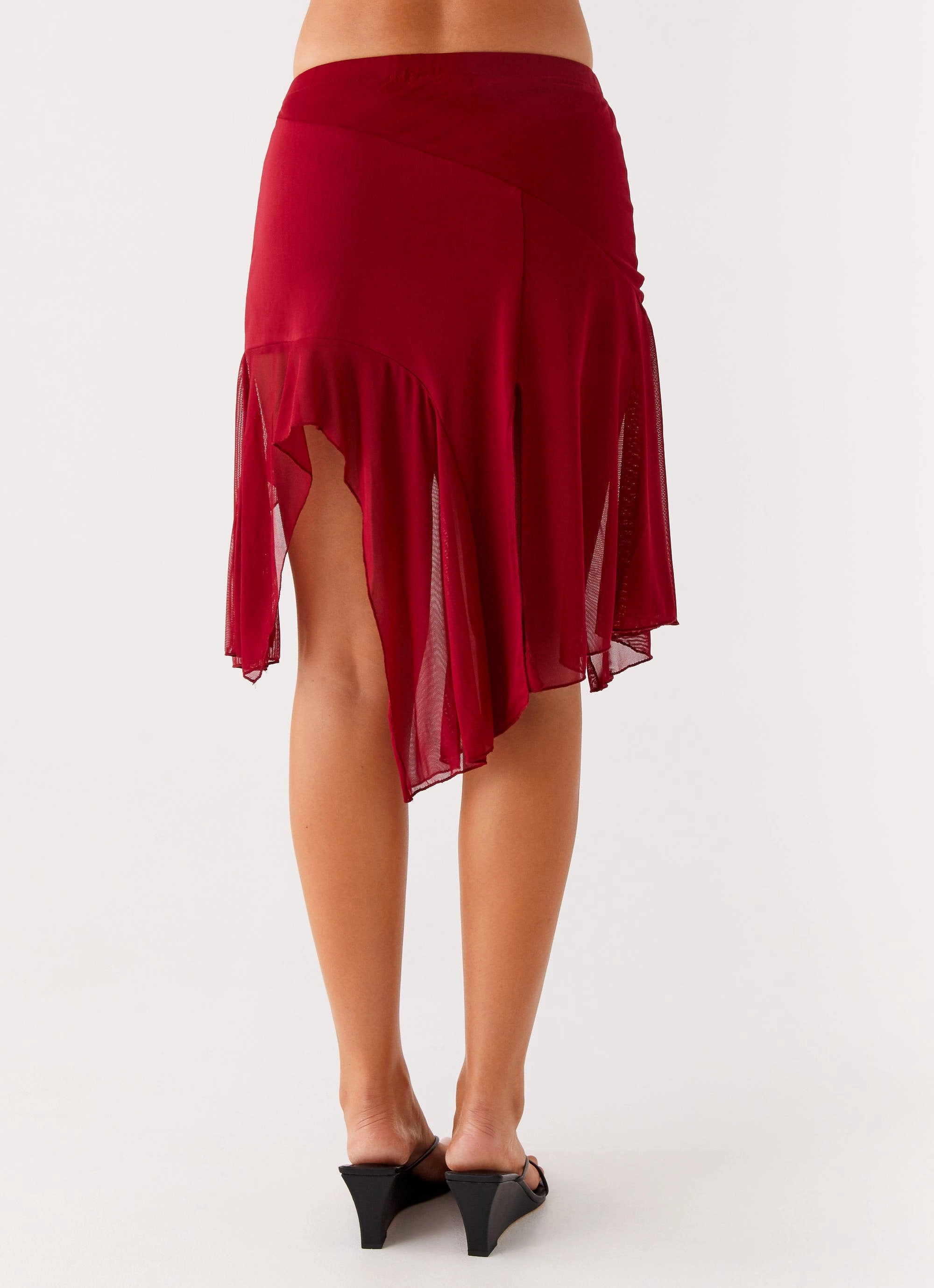 Anthea Mesh Midi Skirt - Red Core Fit Design Fit Comfort