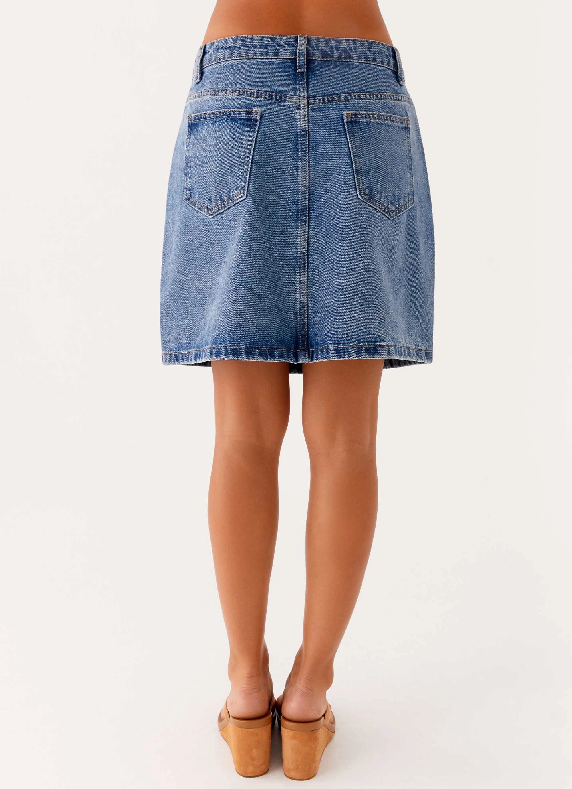 Stella Low Rise Mini Skirt - Blue Active Comfort