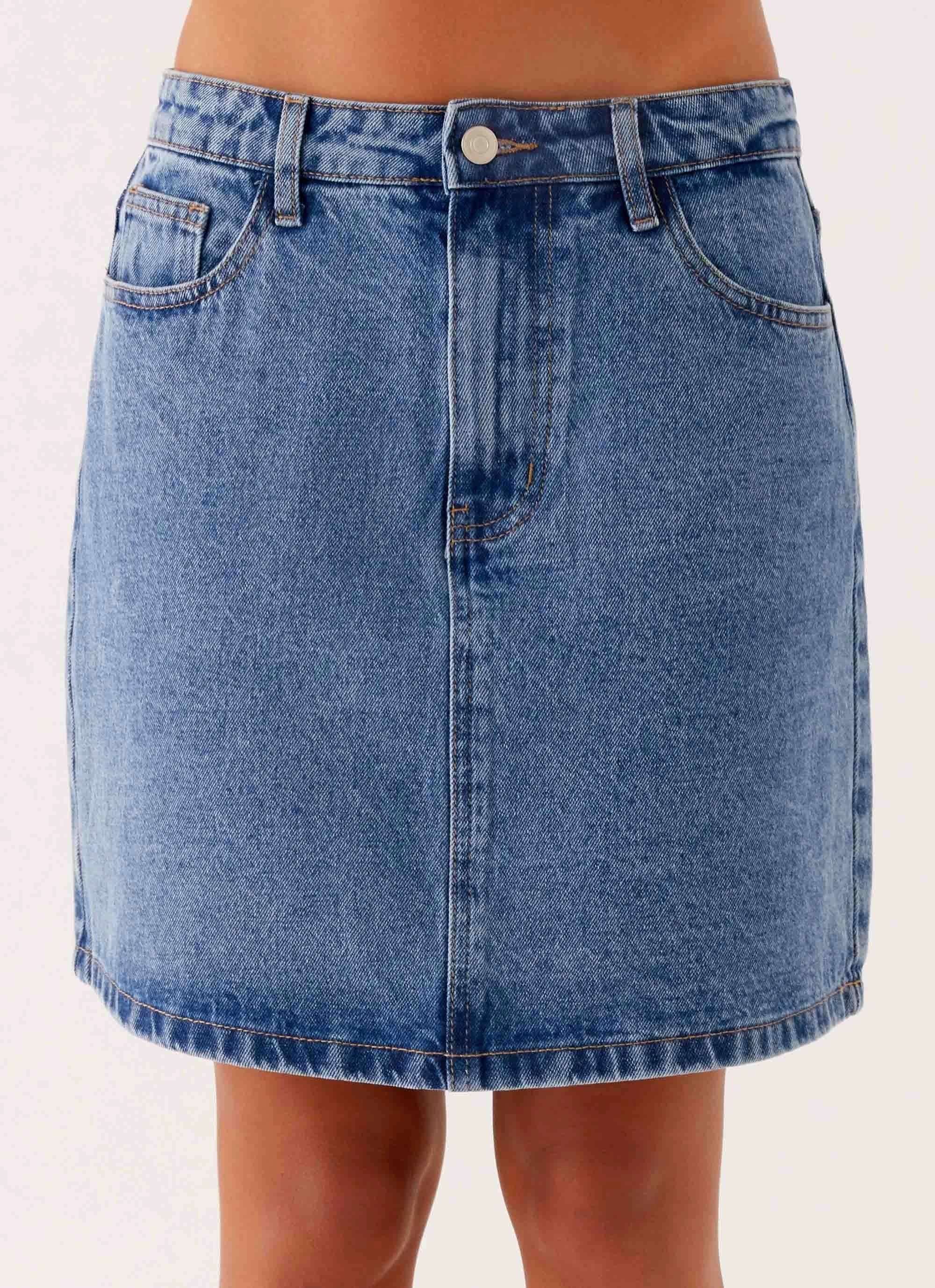 Recycled Polyester Blend Stella Low Rise Mini Skirt - Blue