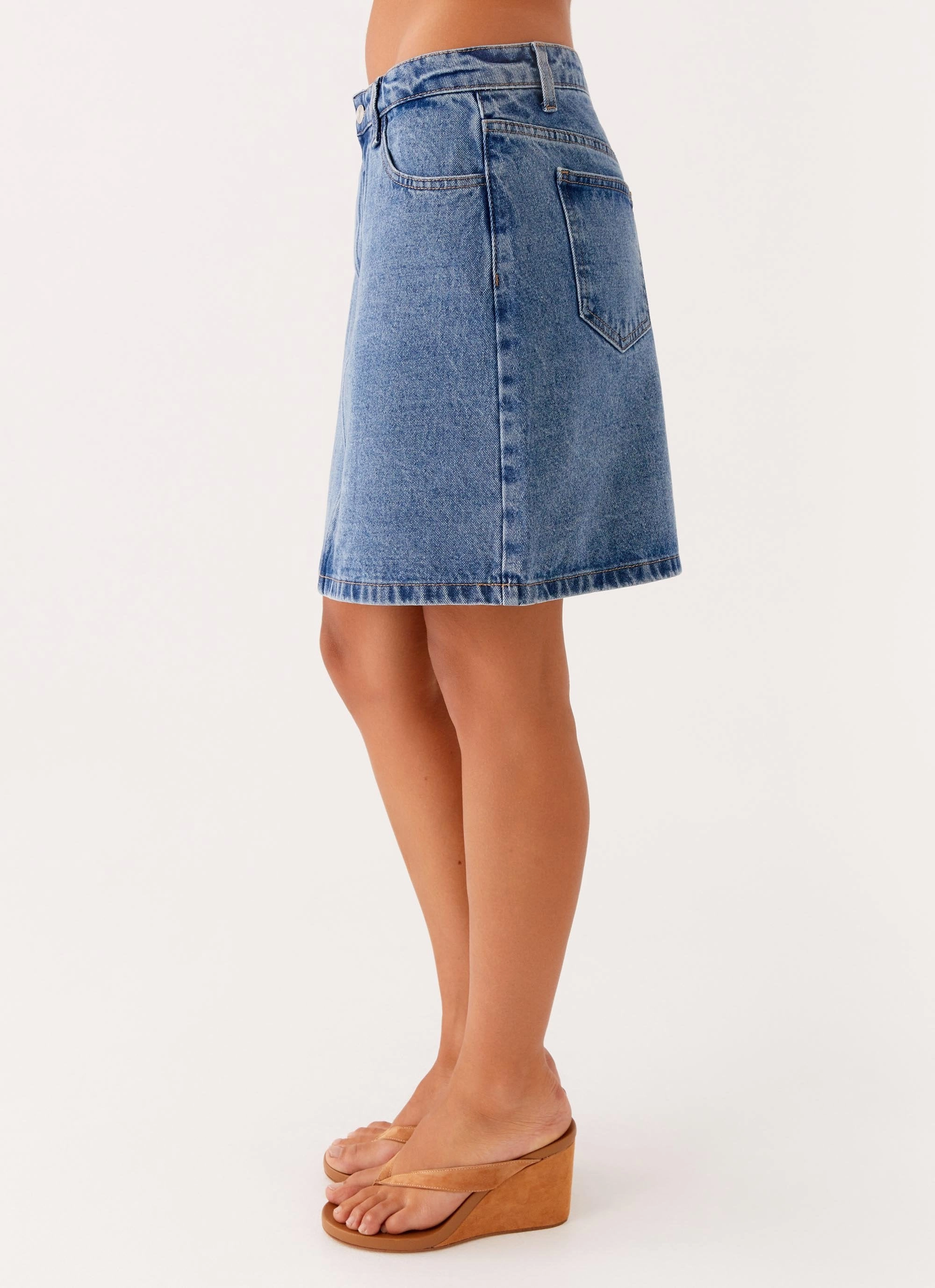 Stella Low Rise Mini Skirt - Blue Neutral Look Machine washable