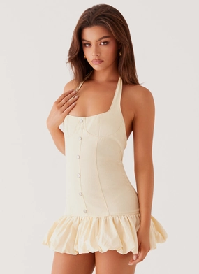 Pretty Glow Georgina Denim Mini Dress - Antique