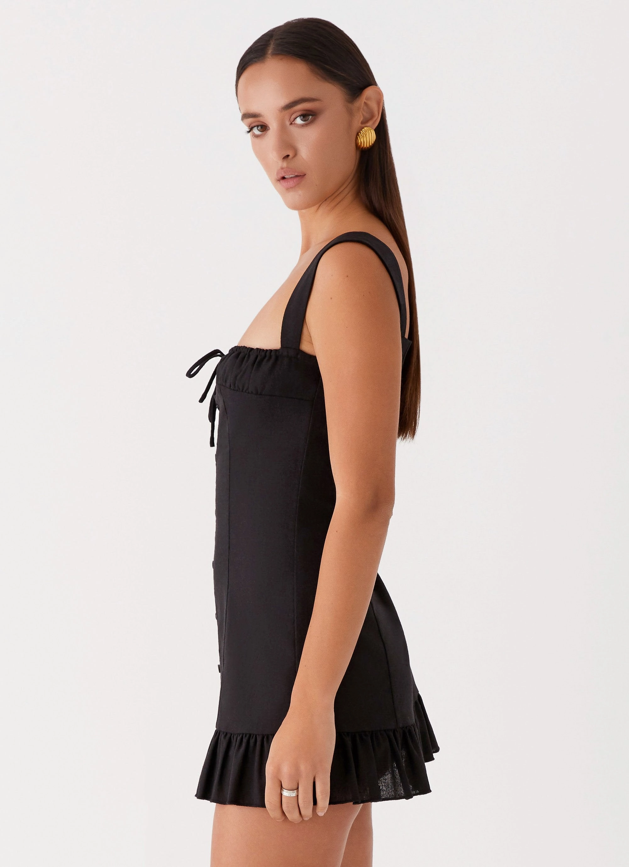 Comfortable Fashion Kamielle Frill Mini Dress - Black