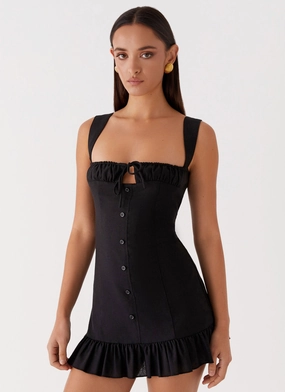 Kamielle Frill Mini Dress - Black Delicate Details Joyful Look