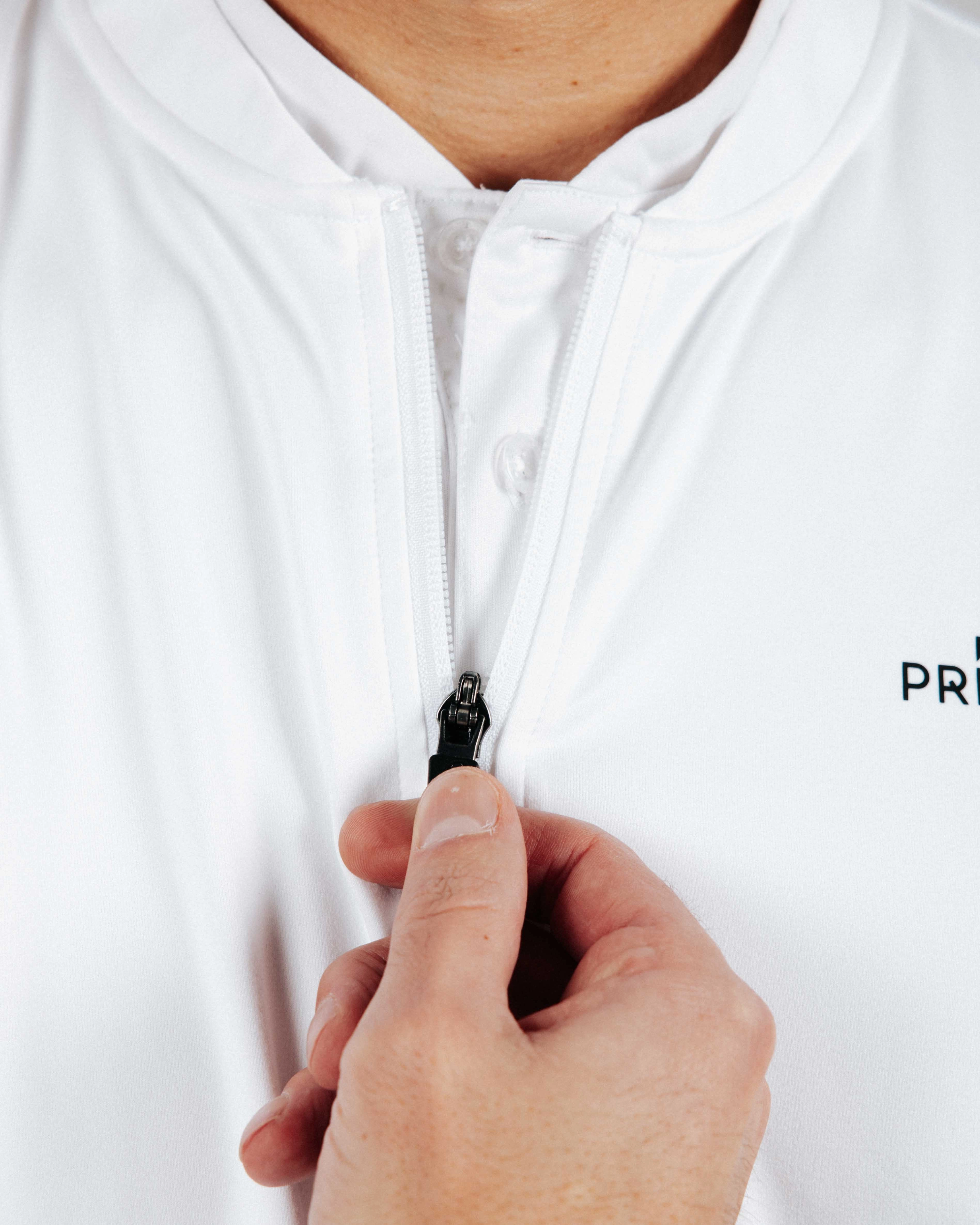 White Blade Quarter Zip HighElasticity Thread MultiPanel Design