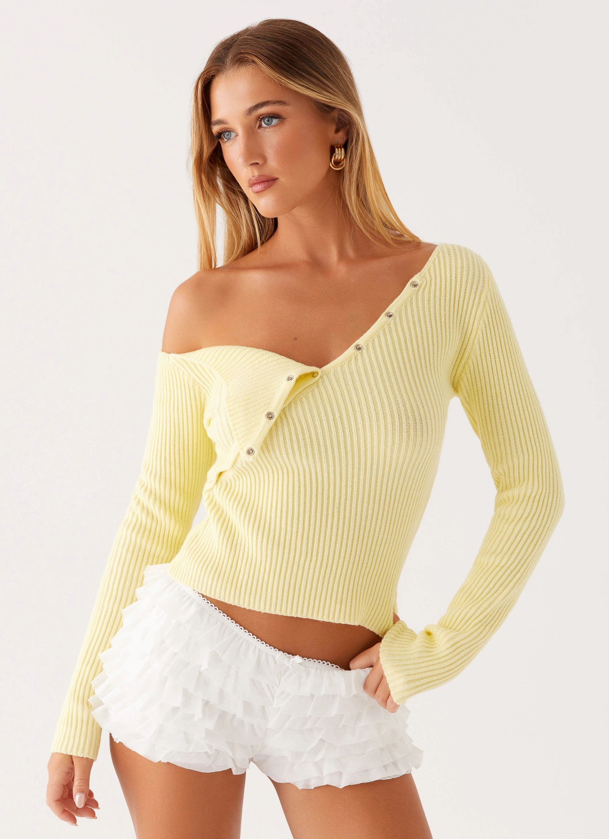 HighElasticity Thread Waverly Knit Top - Pastel Yellow