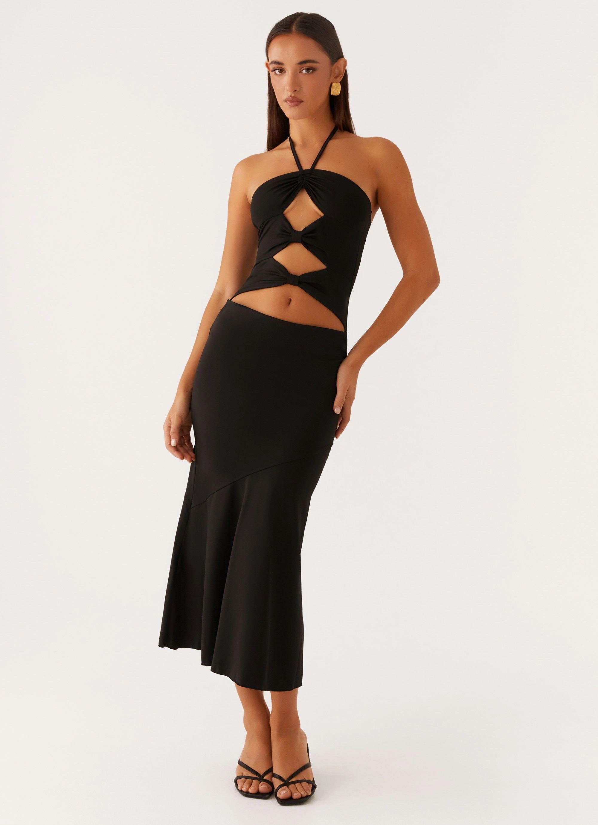 Water-resistant Chill Vibes Zena Halterneck Midi Dress - Black
