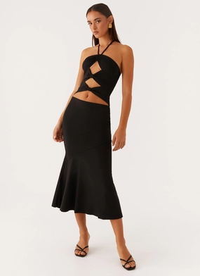 Trendy pick Zena Halterneck Midi Dress - Black