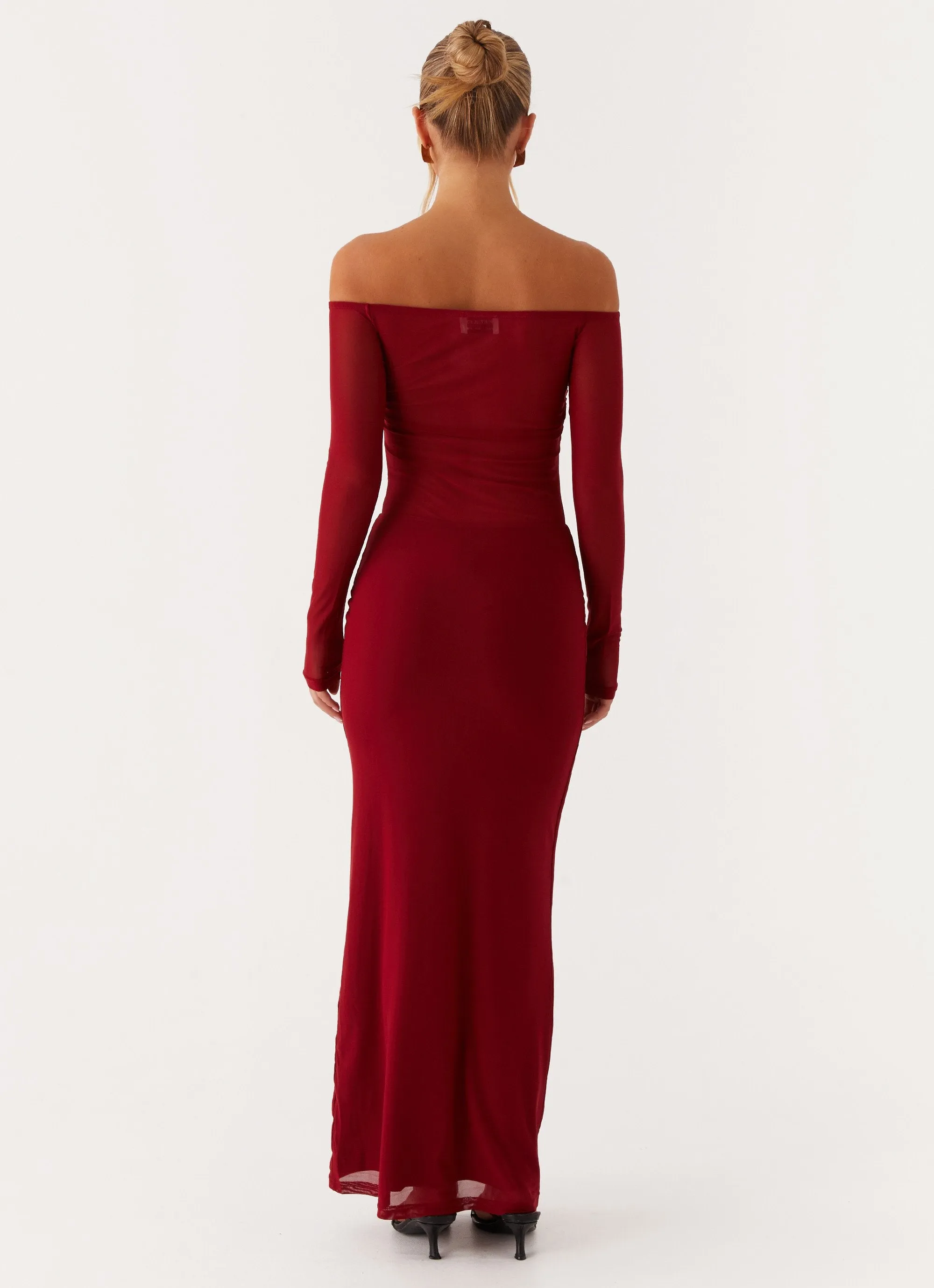 Trendy Tailoring Fashionable Design Divine Beauty Mesh Maxi Dress - Maroon
