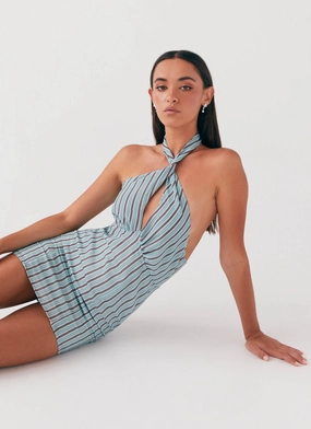 Year Rounder Sabine Linen Mini Dress - Coastal Stripe