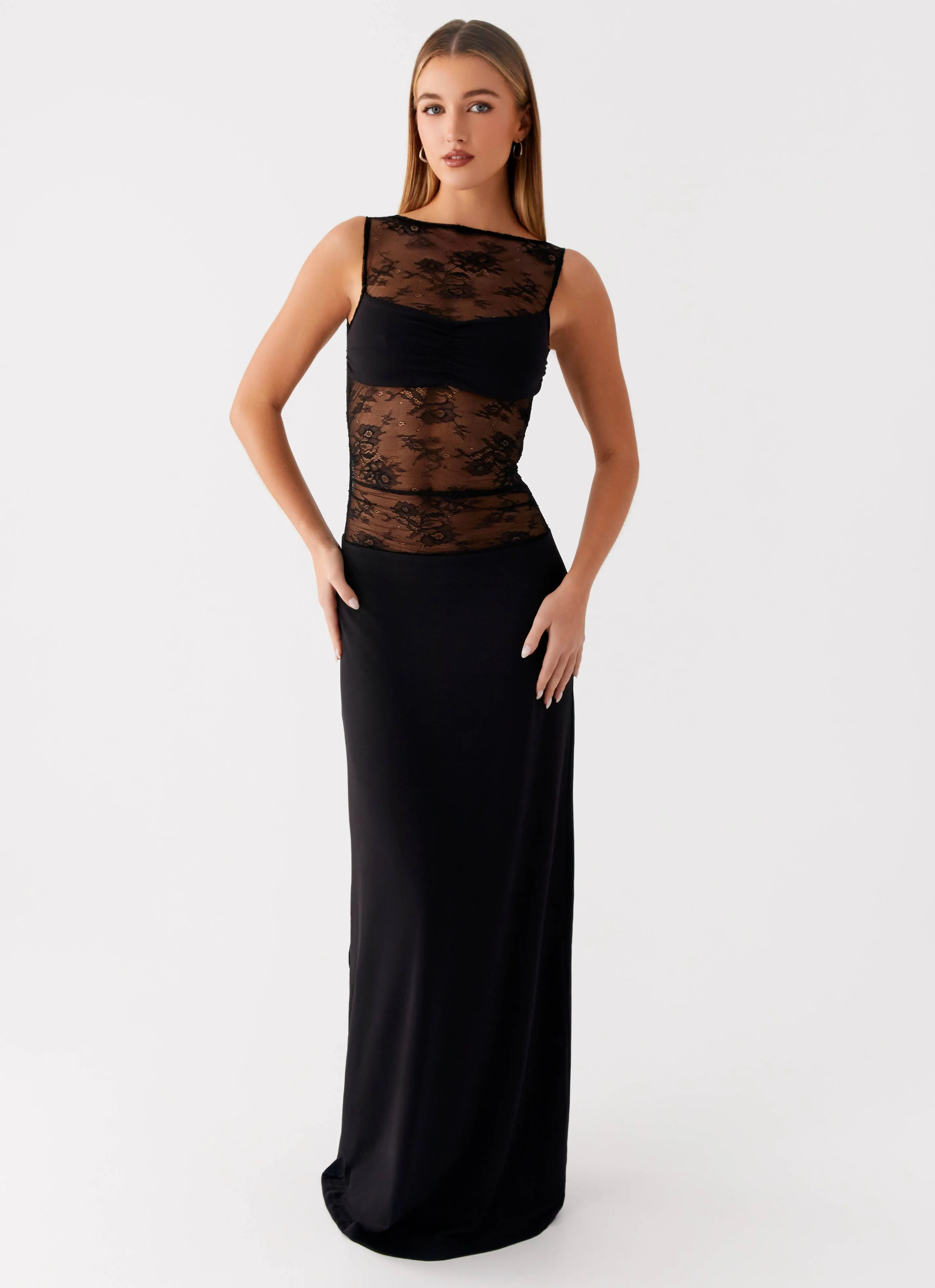 Flattering Lines Layered-Look Wesley Maxi Dress - Black