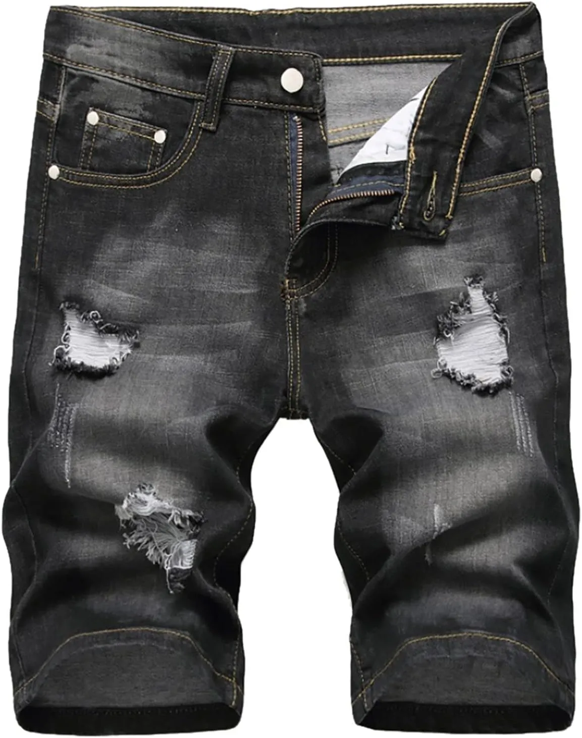 Western Ripped Straight Leg Distressed Stretchy Jeans for Mens Summer Fall Denim Pants Shorts Jeans Mens 2024 Y2K