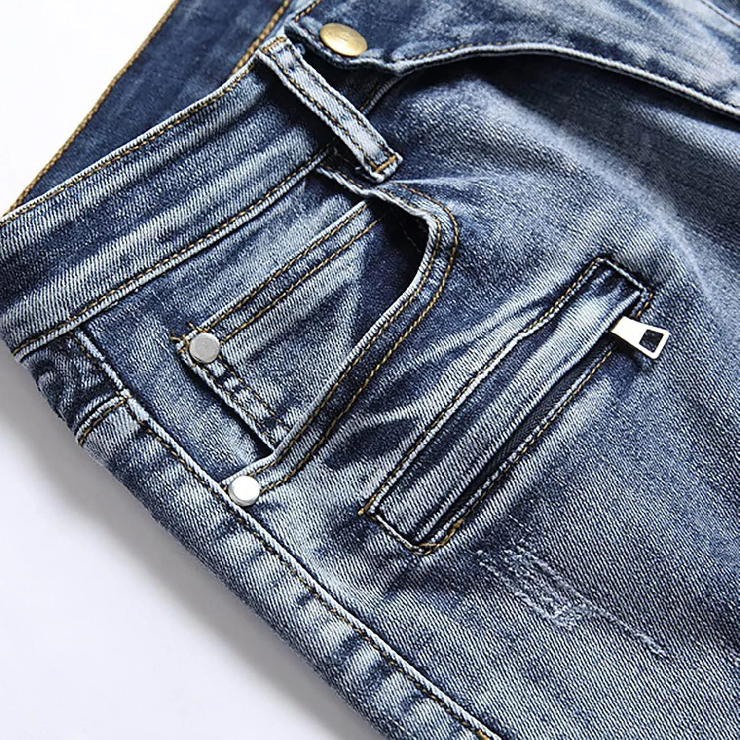 Western Ripped Straight Leg Distressed Stretchy Jeans for Mens Summer Fall Denim Pants Shorts Jeans Mens 2024 Y2K