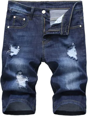 Western Ripped Straight Leg Distressed Stretchy Jeans for Mens Summer Fall Denim Pants Shorts Jeans Mens 2024 Y2K