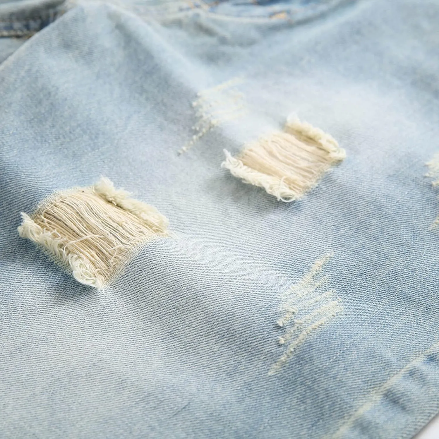 Western Ripped Straight Leg Distressed Stretchy Jeans for Mens Summer Fall Denim Pants Shorts Jeans Mens 2024 Y2K