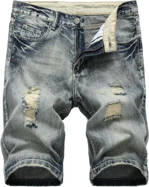 Western Ripped Straight Leg Distressed Stretchy Jeans for Mens Summer Fall Denim Pants Shorts Jeans Mens 2024 Y2K