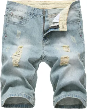 Western Ripped Straight Leg Distressed Stretchy Jeans for Mens Summer Fall Denim Pants Shorts Jeans Mens 2024 Y2K