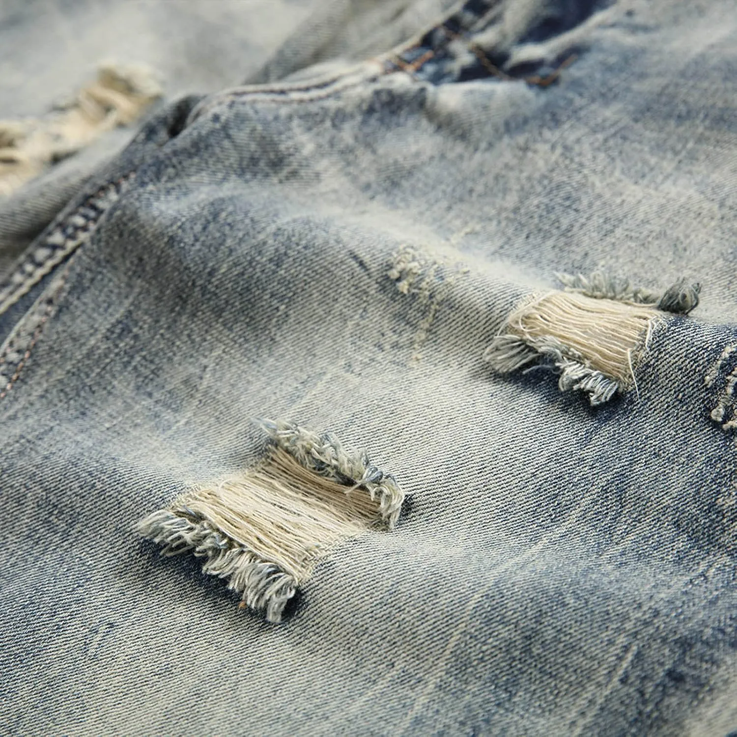 Western Ripped Straight Leg Distressed Stretchy Jeans for Mens Summer Fall Denim Pants Shorts Jeans Mens 2024 Y2K