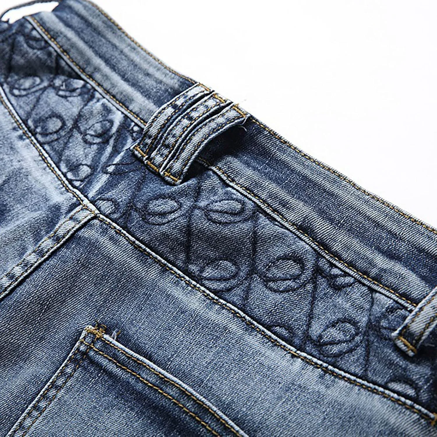 Western Ripped Straight Leg Distressed Stretchy Jeans for Mens Summer Fall Denim Pants Shorts Jeans Mens 2024 Y2K