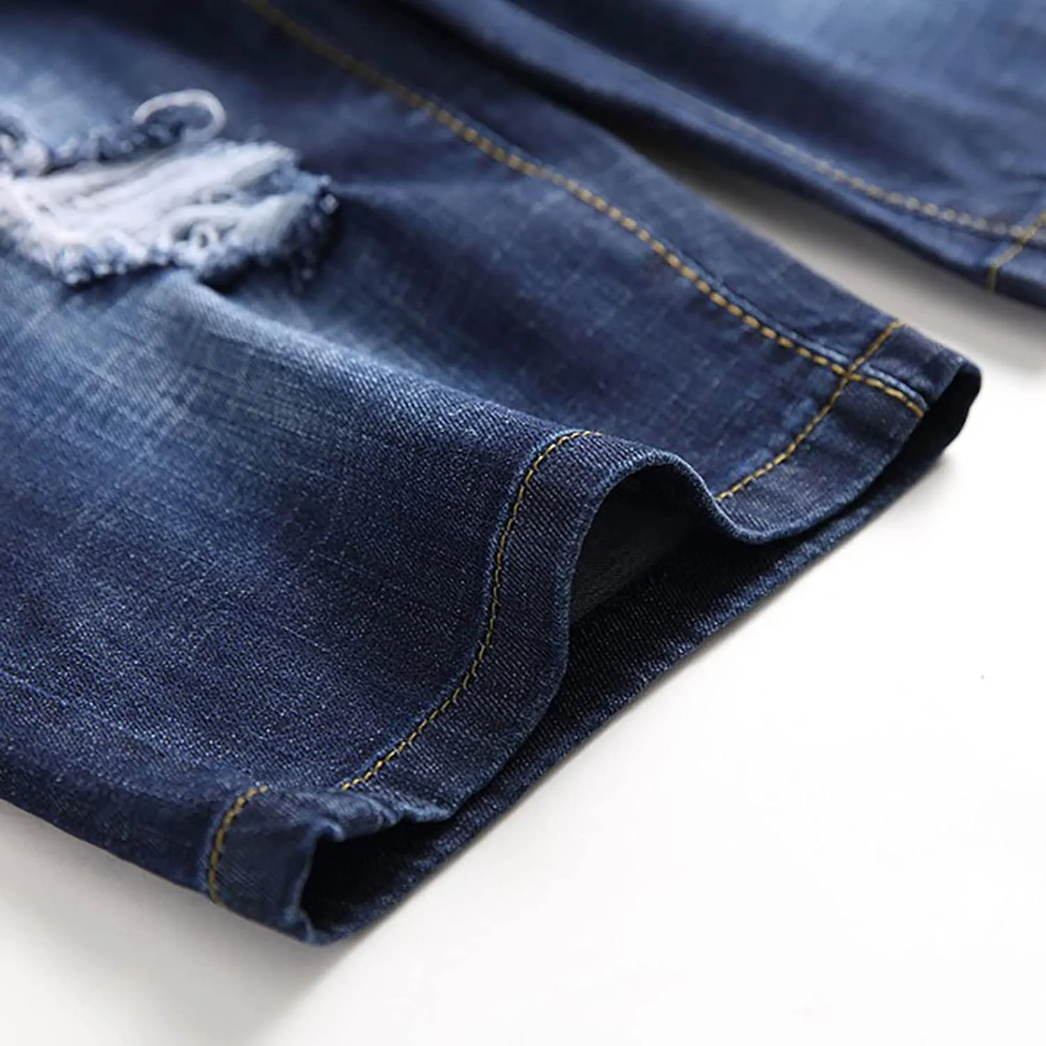 Western Ripped Straight Leg Distressed Stretchy Jeans for Mens Summer Fall Denim Pants Shorts Jeans Mens 2024 Y2K