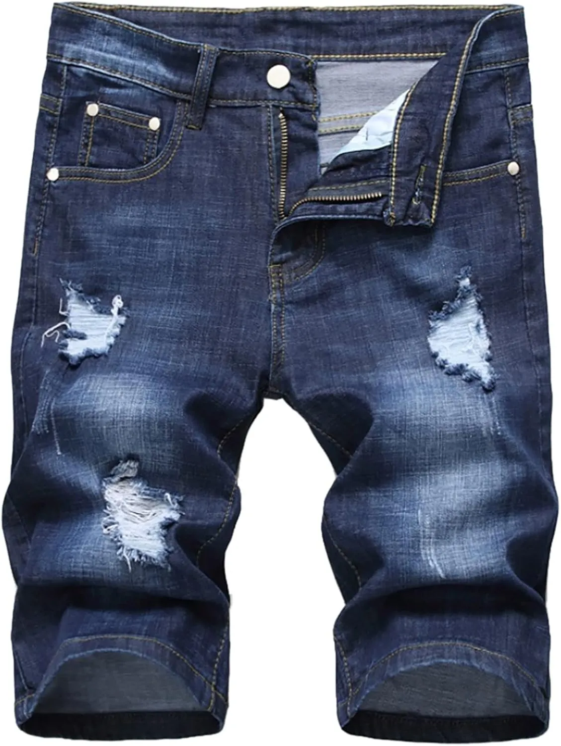 Western Ripped Straight Leg Distressed Stretchy Jeans for Mens Summer Fall Denim Pants Shorts Jeans Mens 2024 Y2K