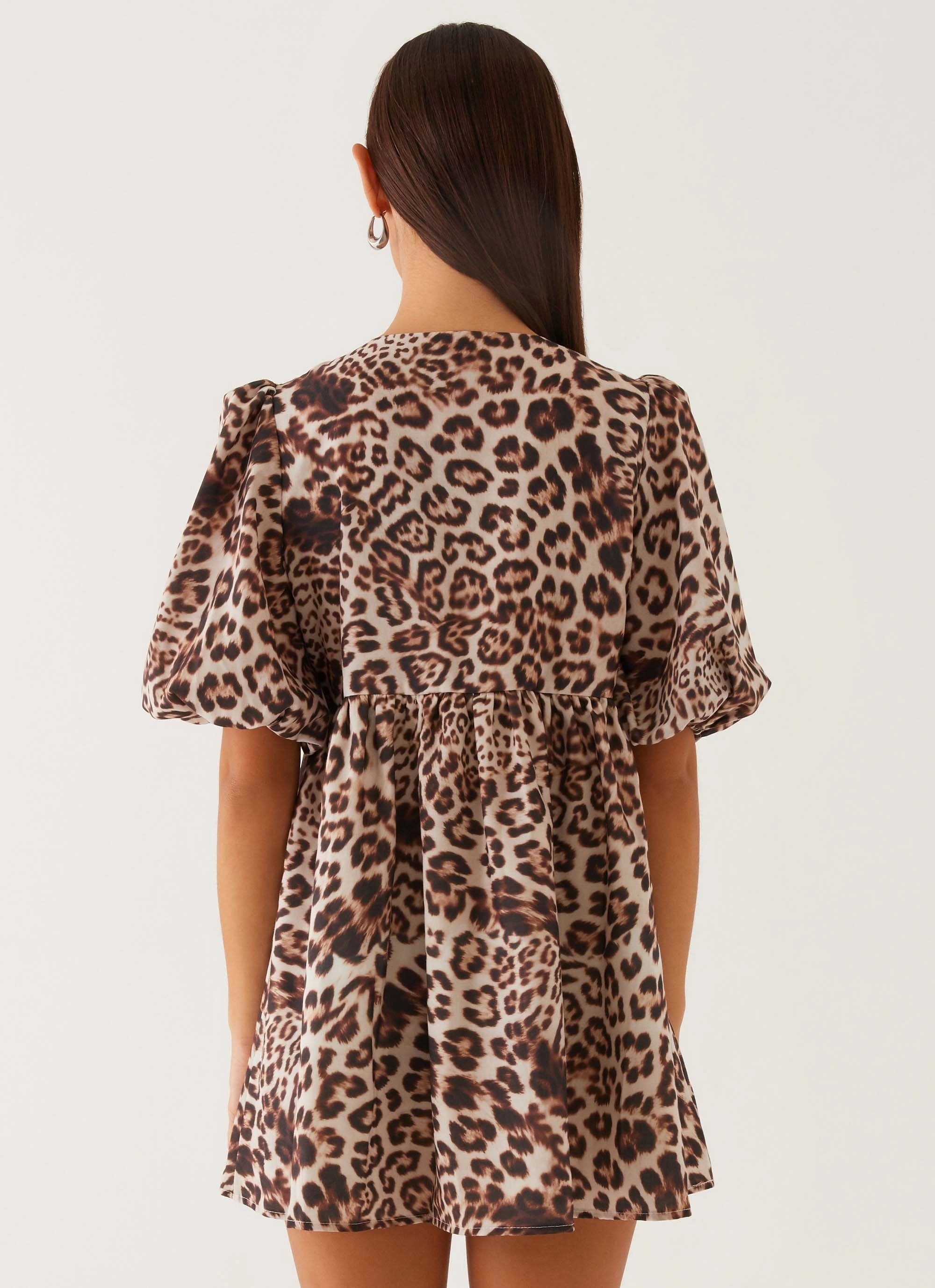Western Wind Tie Mini Dress - Leopard Flattering Cut Wear