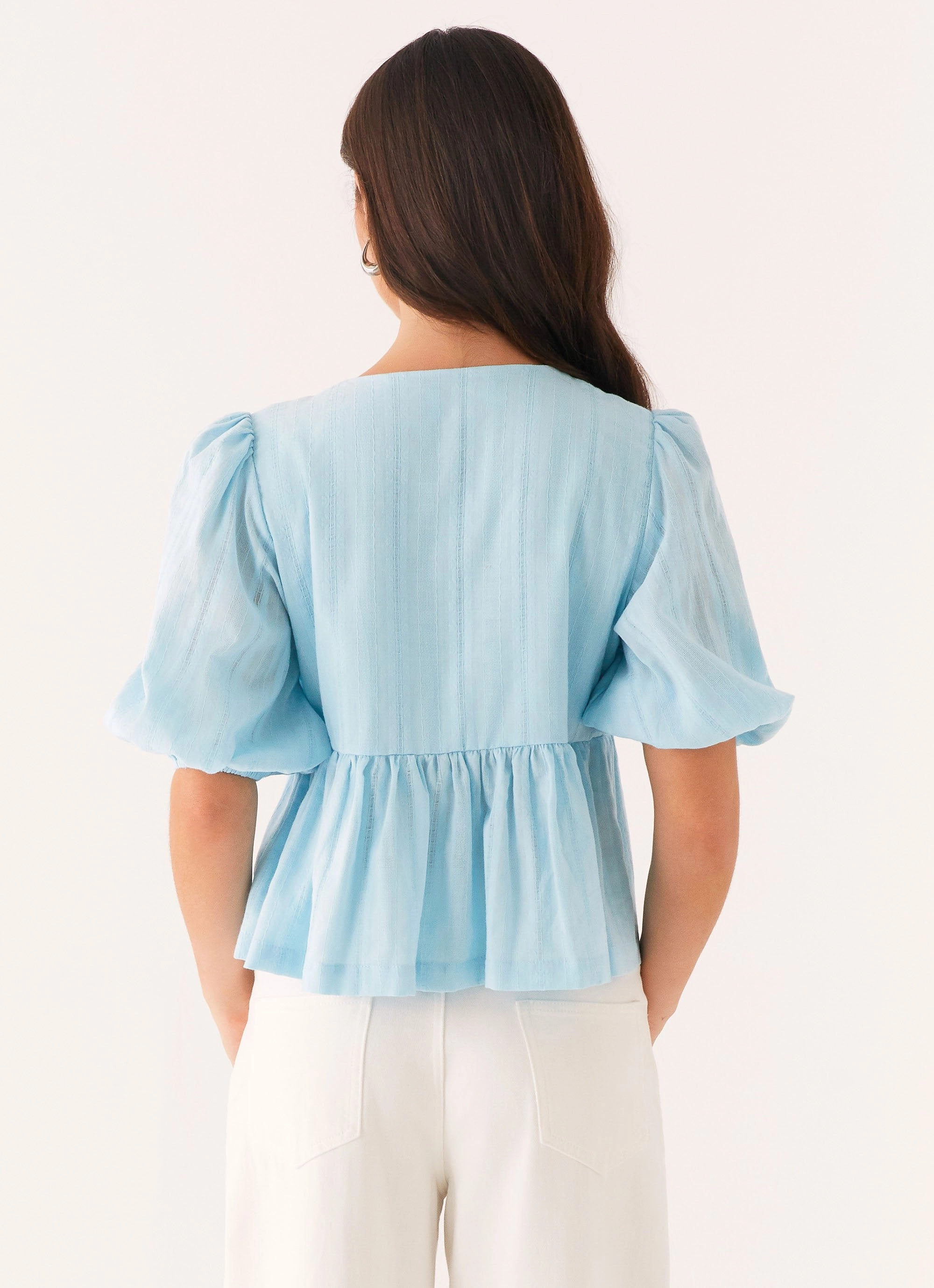 Western Wind Tie Top - Blue Reflective accents Antibacterial Fabric