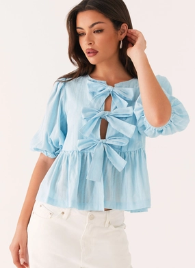Western Wind Tie Top - Blue HighStretch