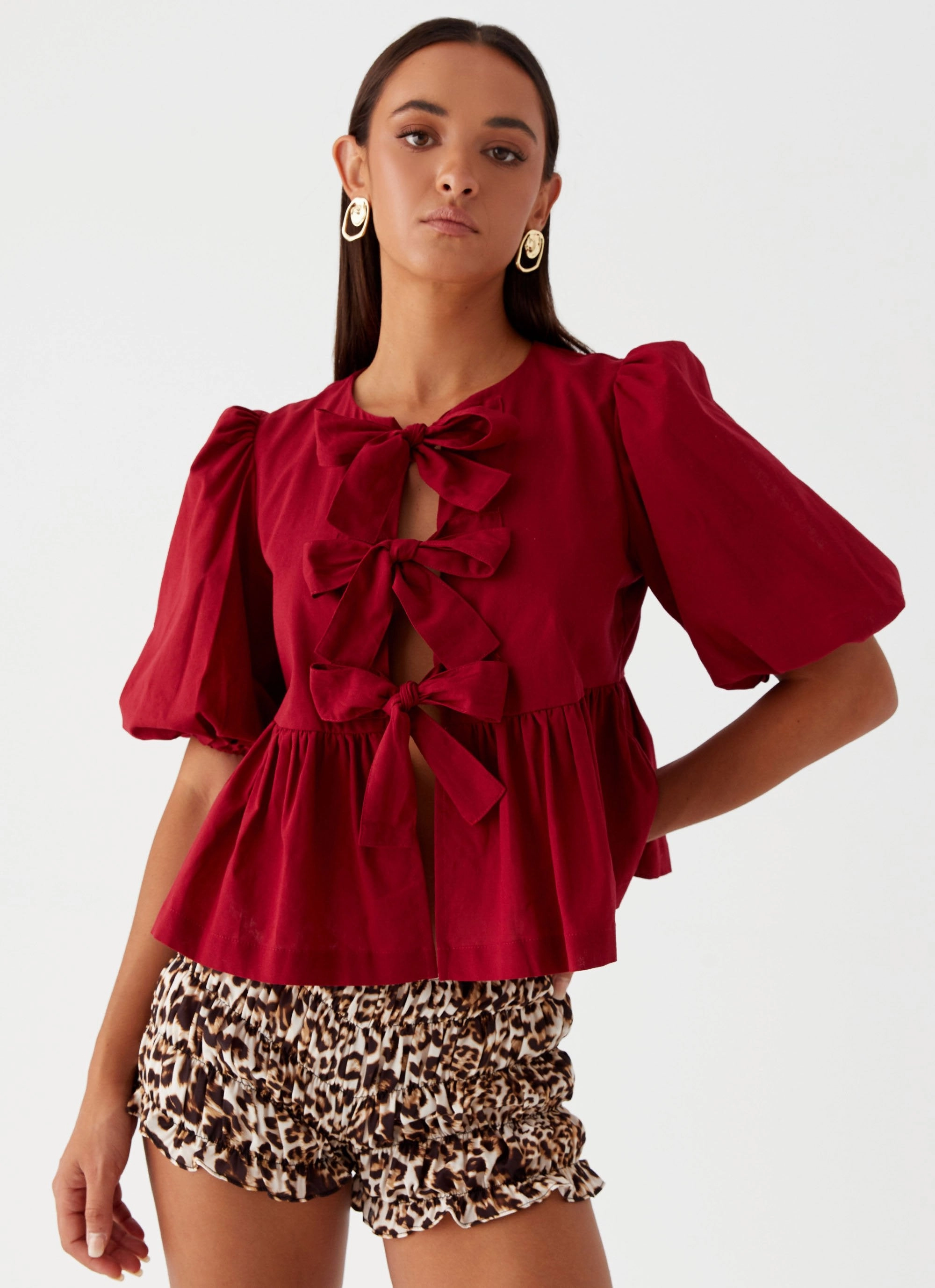 Western Wind Tie Top - Maroon AntiPilling Surface