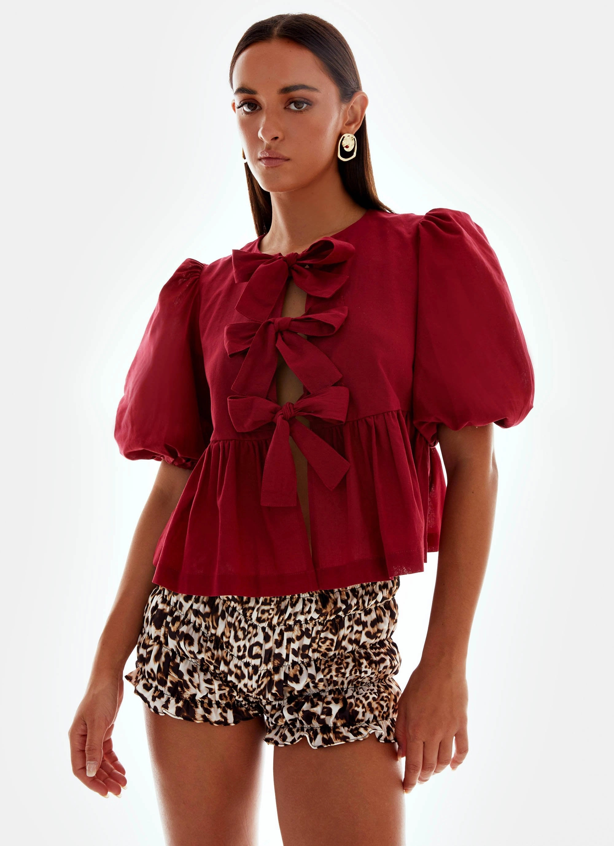 Fade Resistant Finish UPF Protective Fabric Western Wind Tie Top - Maroon