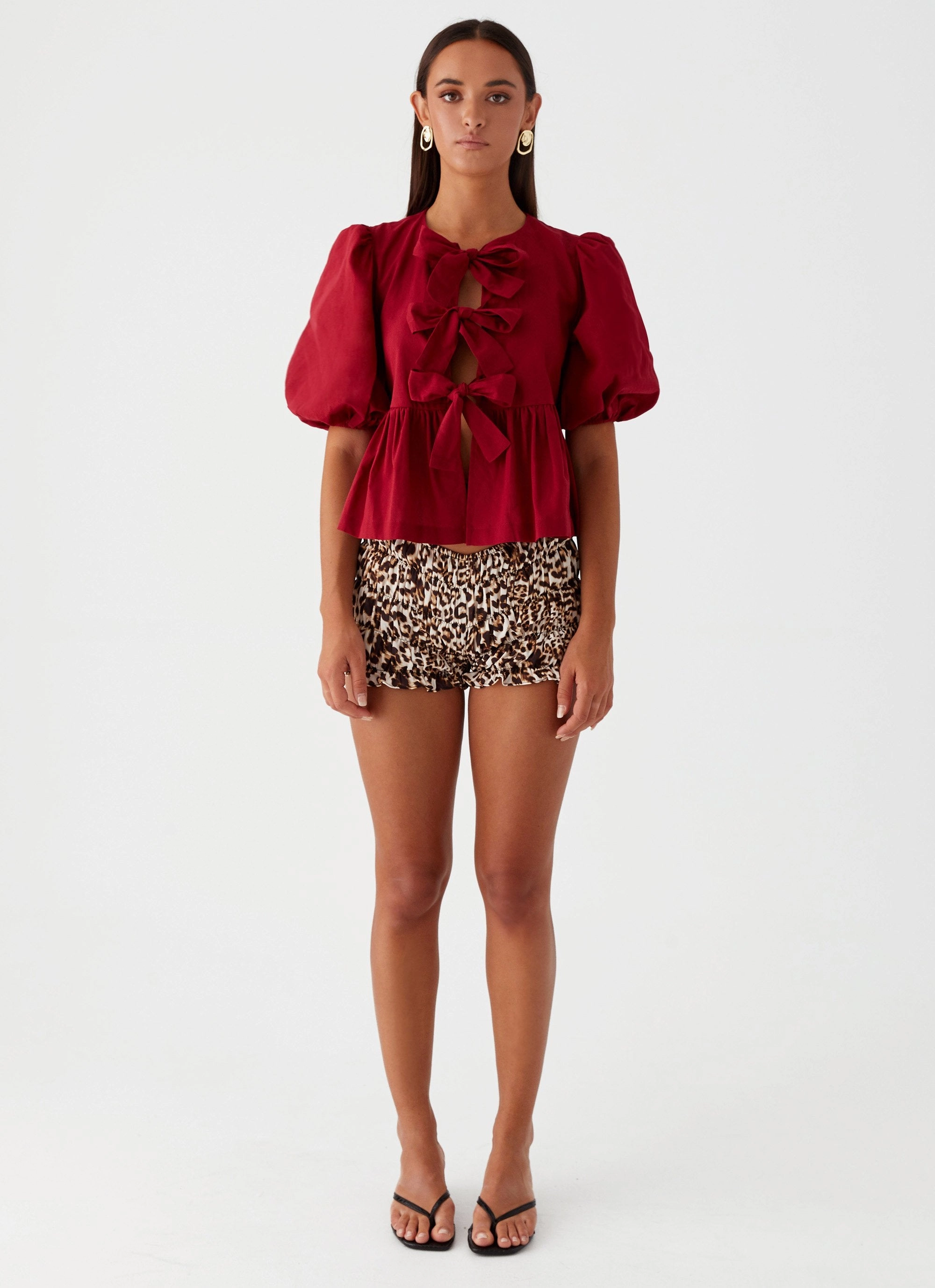 Western Wind Tie Top - Maroon Ergonomic Shoulder Shape UltraSoftInterior