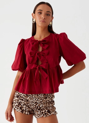 Western Wind Tie Top - Maroon AntiPilling Surface