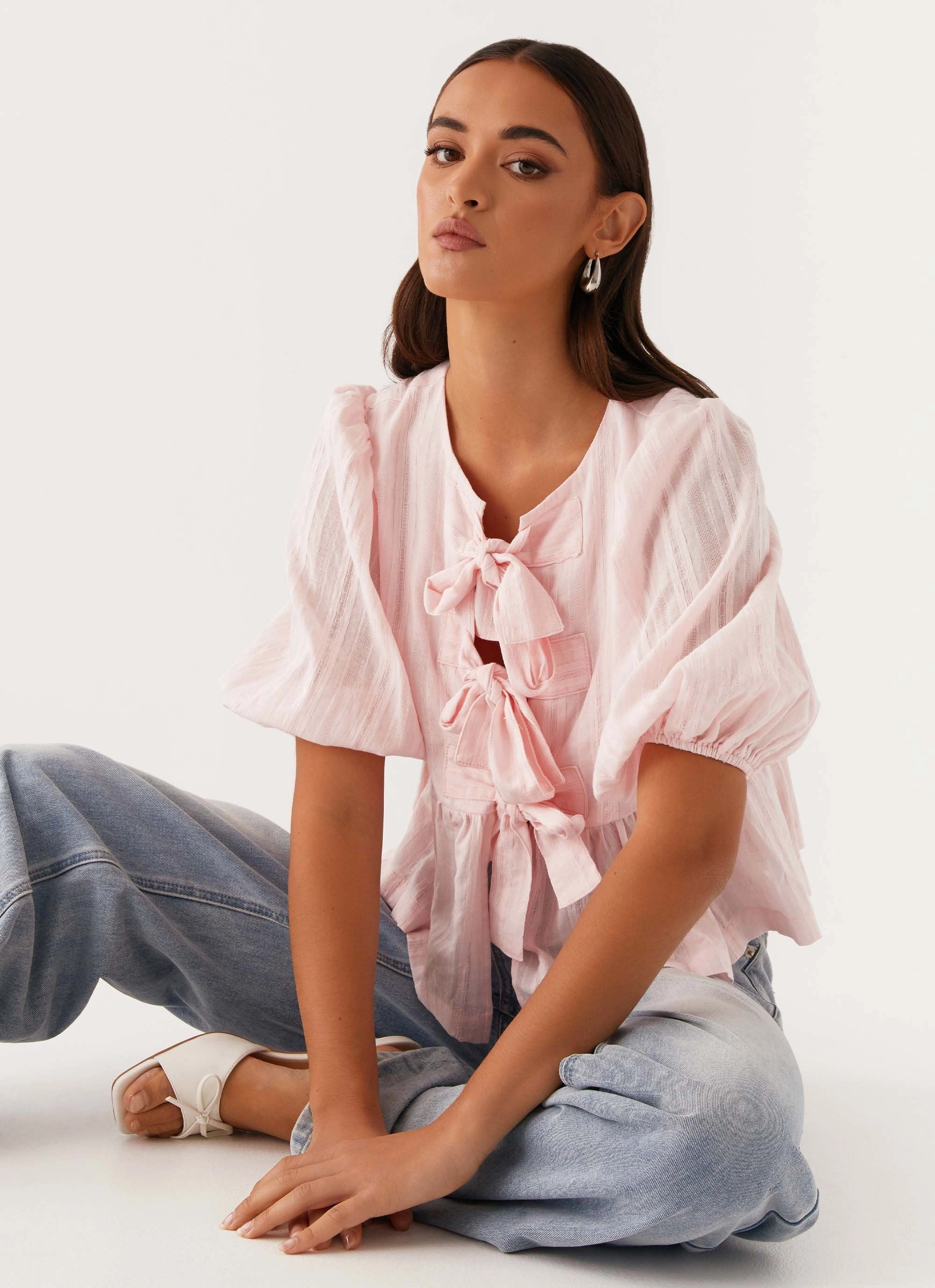 Western Wind Tie Top - Pink Bohemian style