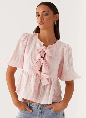Western Wind Tie Top - Pink MoistureWickingMaterial