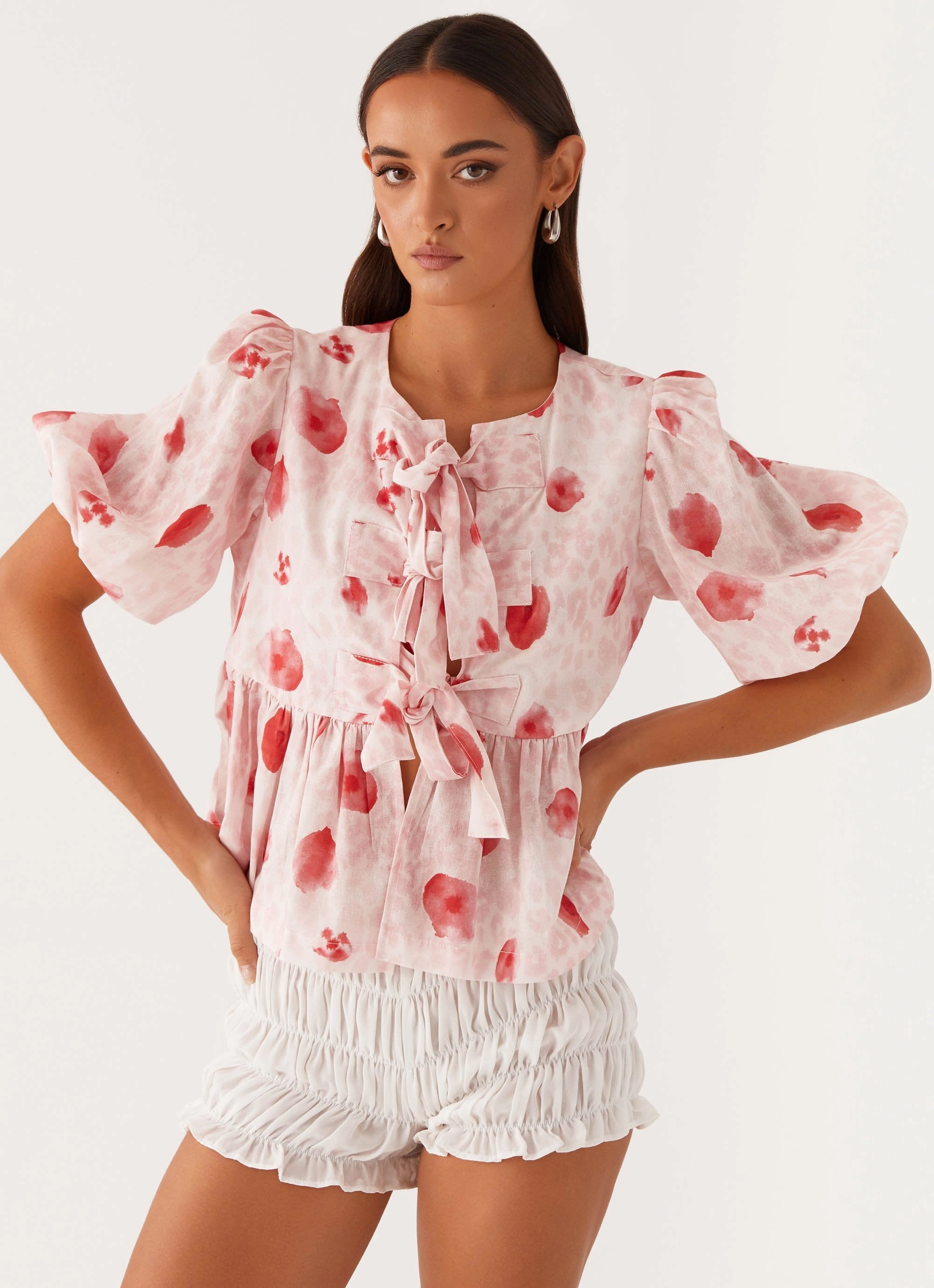 Western Wind Tie Top - Rose Leopard Lightweight insulation