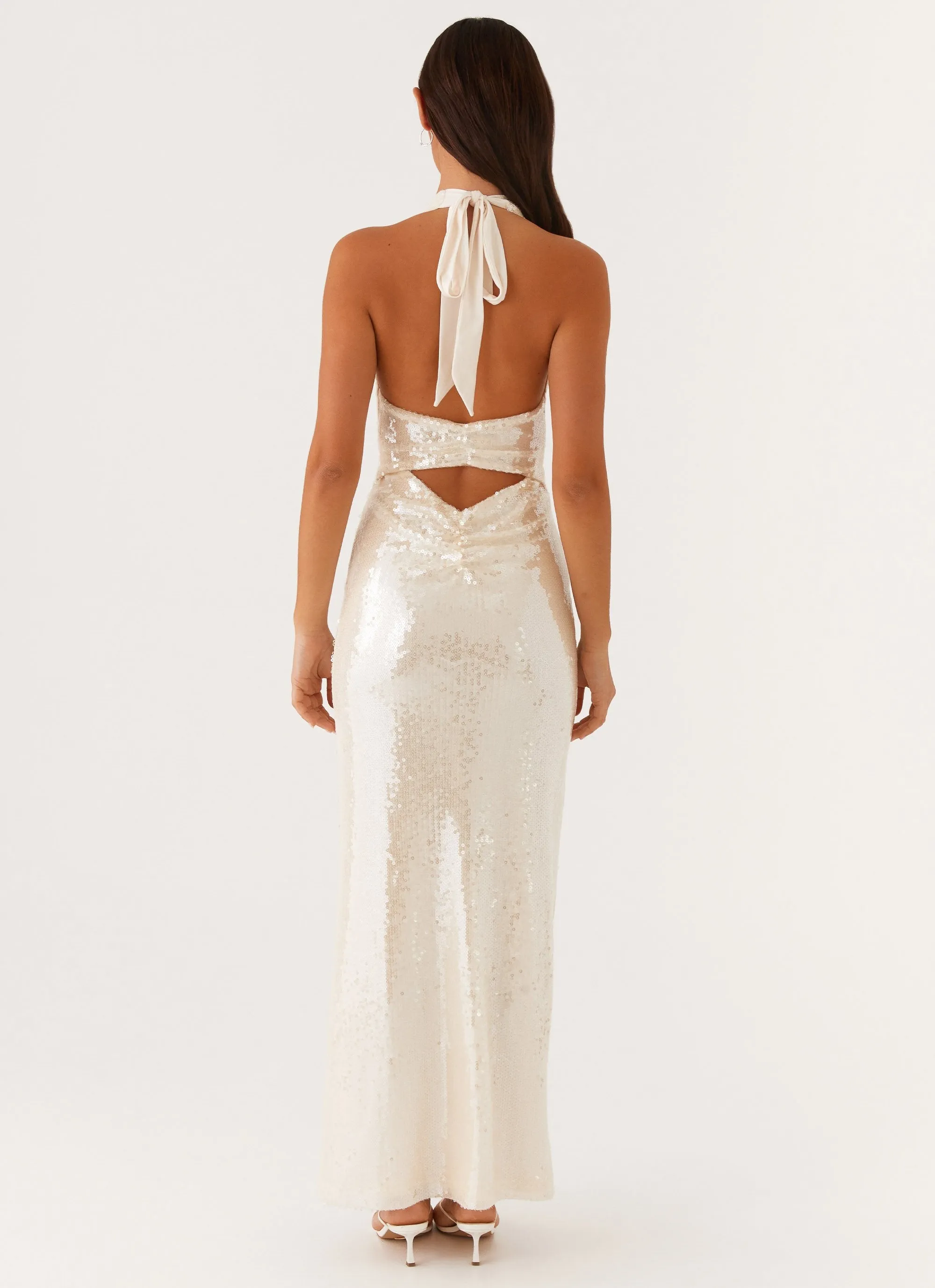 Whisked Away Halterneck Maxi Dress - White Elegant Flow