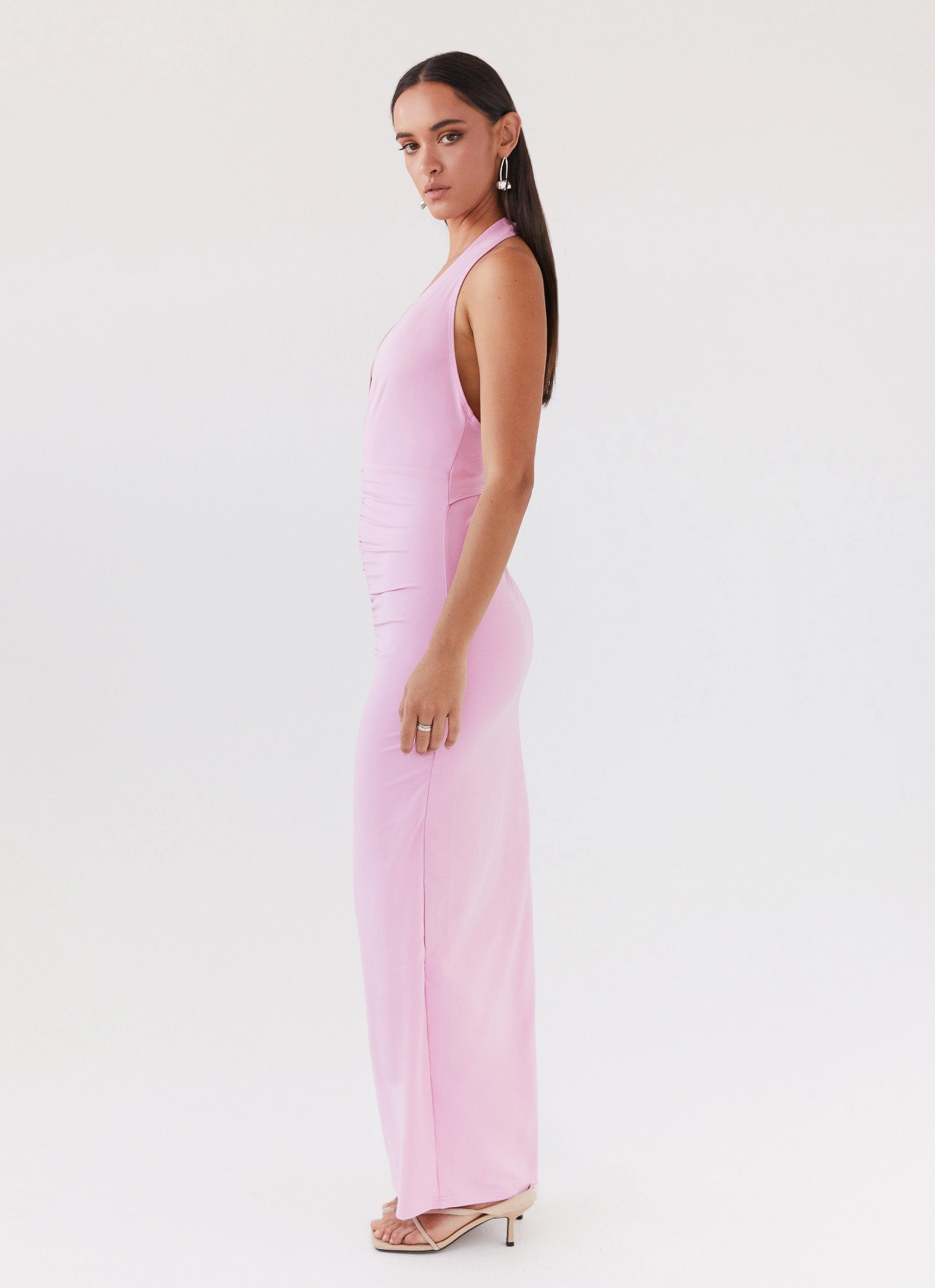 Whisked Away Halterneck Maxi Dress - Pink Fashion Fit Soft Neutral
