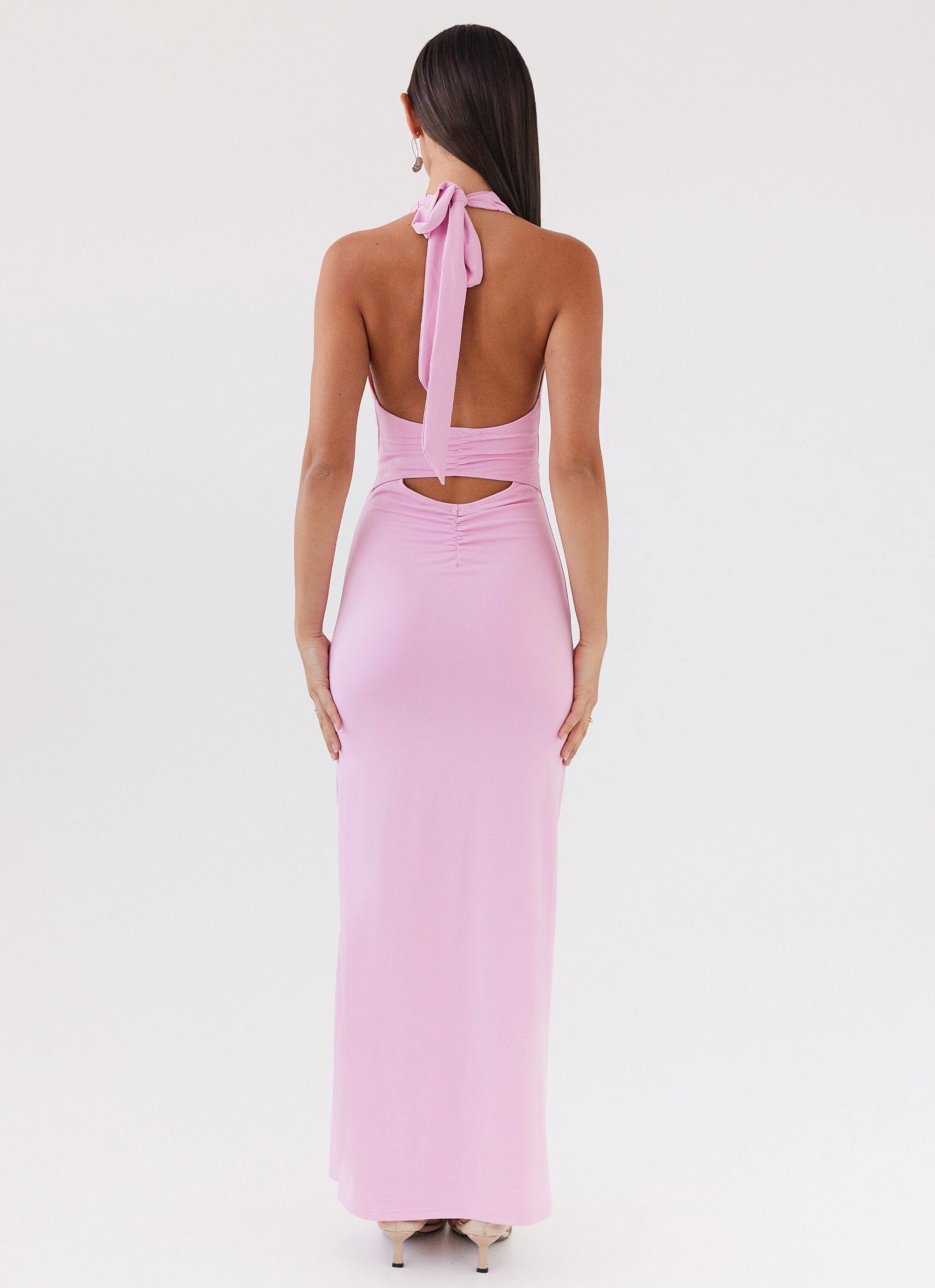 Whisked Away Halterneck Maxi Dress - Pink Office Smart