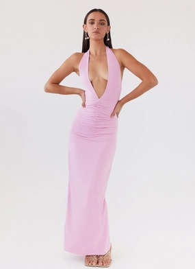 Whisked Away Halterneck Maxi Dress - Pink Stylish and Comfortable Trendy Cut