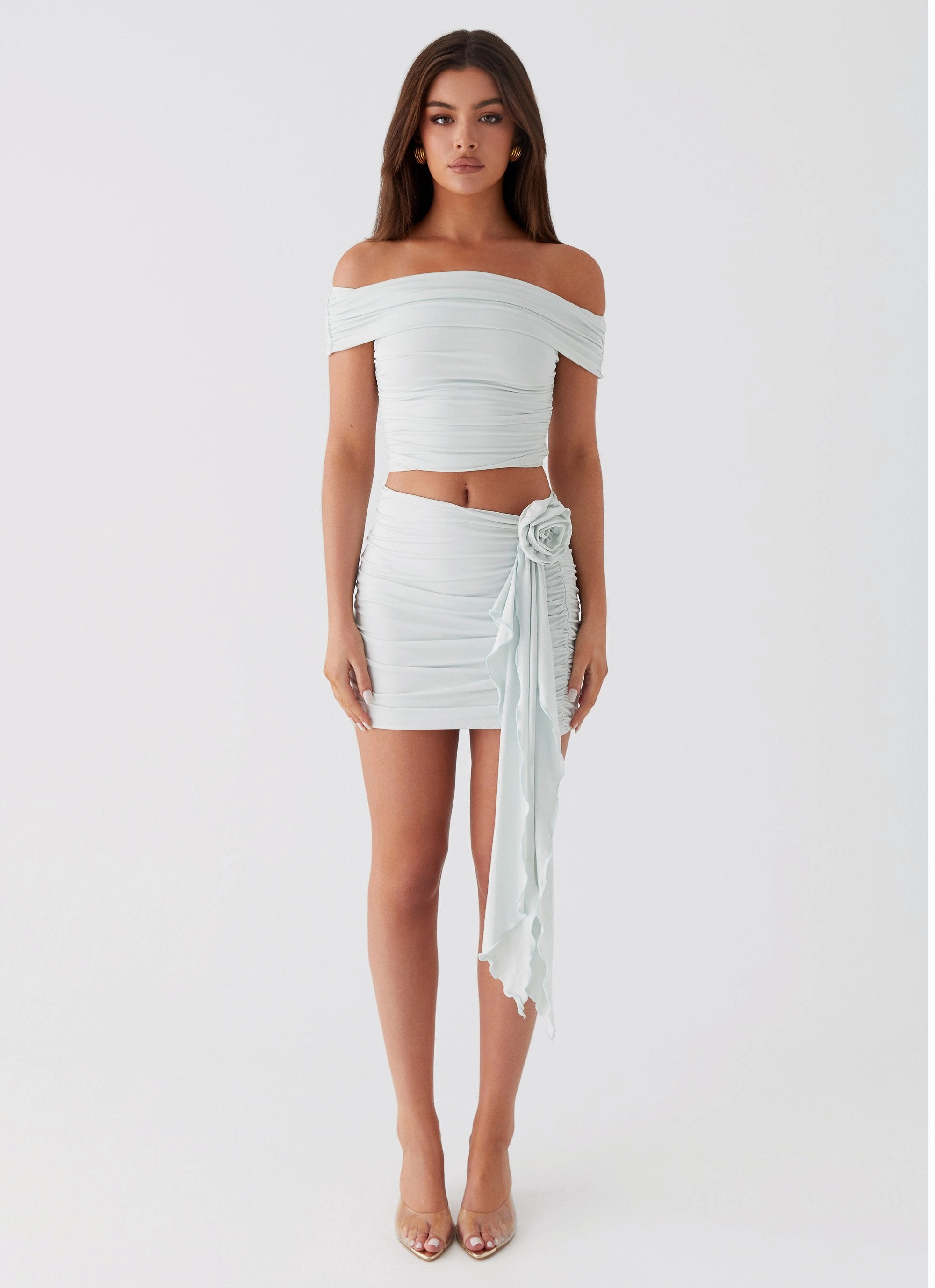 High Rise Whispering Rose Mini Skirt - Sage